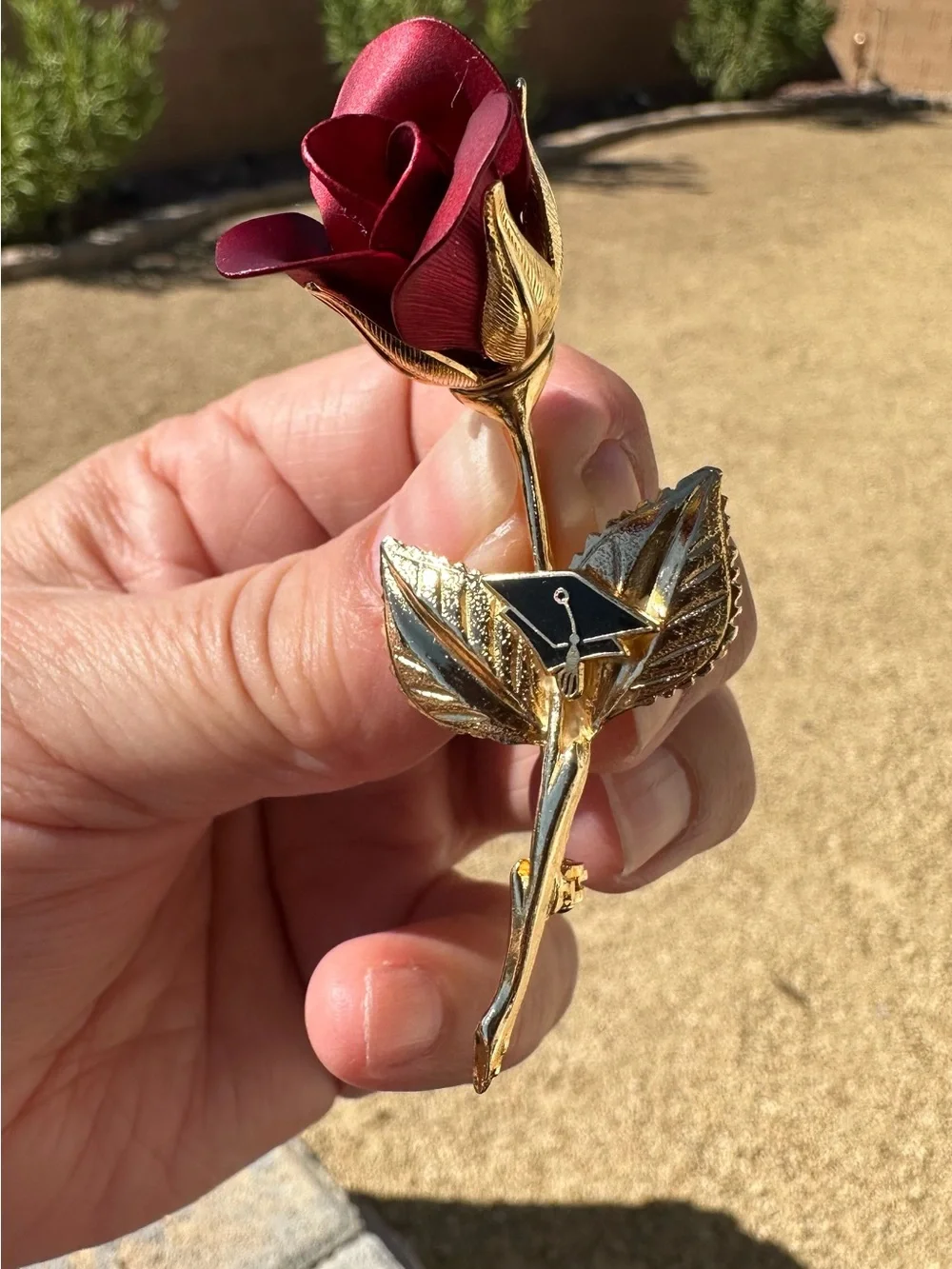 Vintage Giovanni Rose, Graduation Brooch, Signed Costume Jewelry, Mid Century